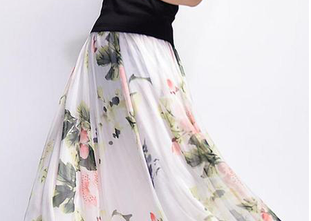 Gracila Chiffon Floral Printed Maxi Skirt For Women