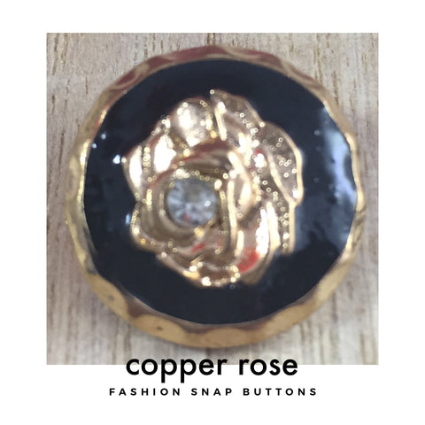 Black and Copper Flower Fashion Snap Button