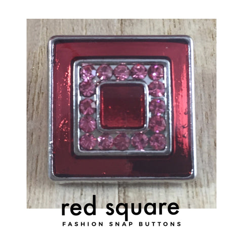 Red Square Fashion Snap Button