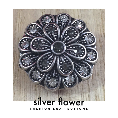 Antique Silver Coloured Flower Fashion Snap