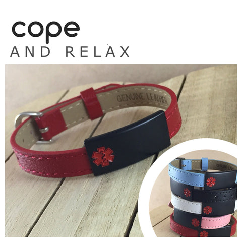 Cope Genuine Leather Medical Alert Bracelet